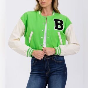 Green and Cream Varsity Jacket